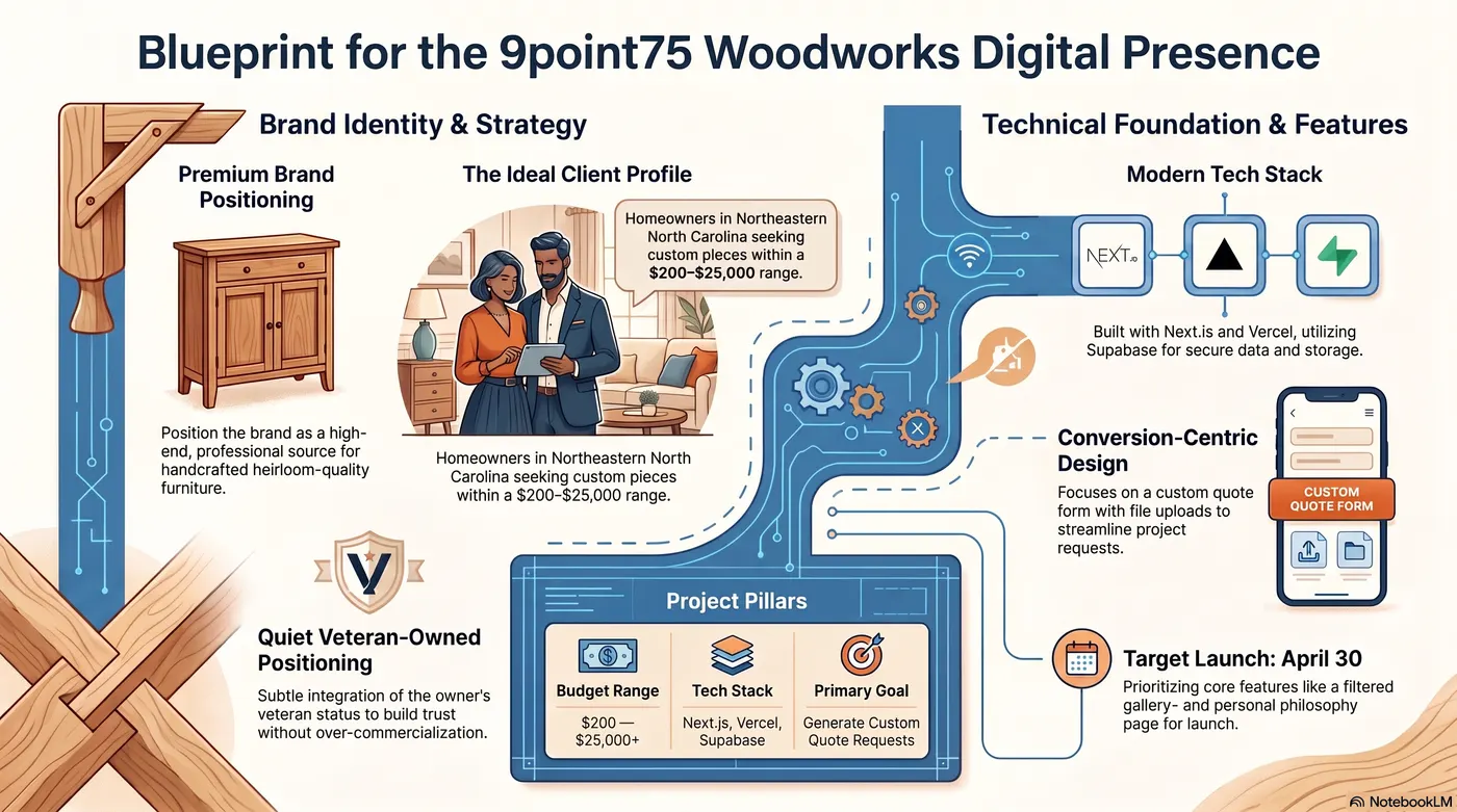9point75 Woodworks website delivery infographic